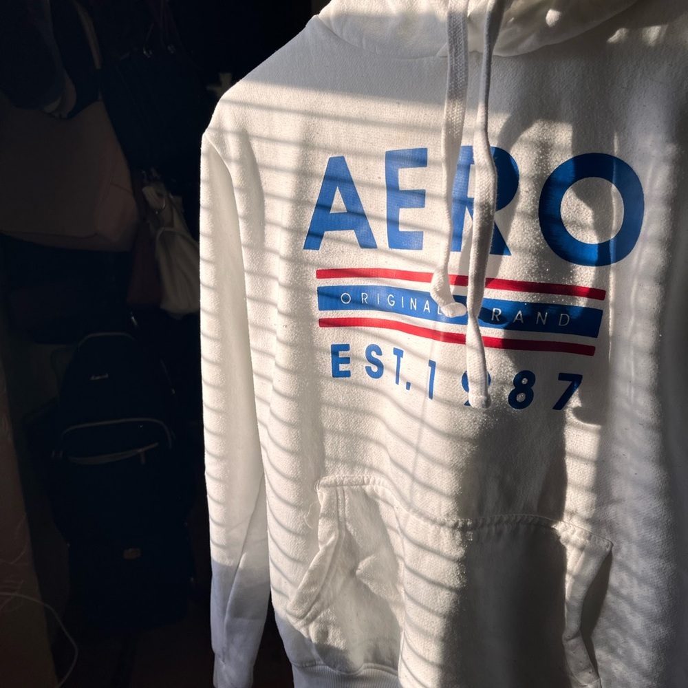 Aeropostal white, blue and red hoodie